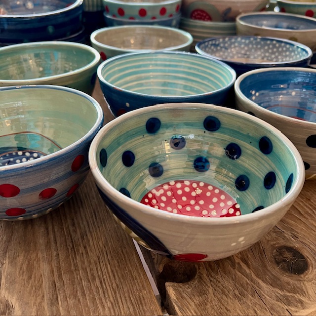 Schale, handbemalte Keramik, L'Atelier de Julie, 14x8,5cm