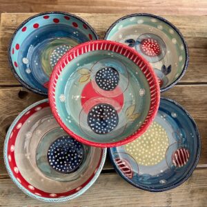 Schüssel, handbemalte Keramik, L'Atelier de Julie, 19x7cm