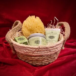 Hautpflegeset im Flechtkorb "Nice" mit Bio-Kosmetik, Marius Fabre, 20x17x9cm