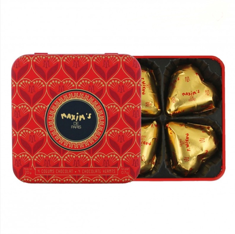 Pralinenherzen in kleiner Metallbox, Motiv 1, Maxim's de Paris, 22g