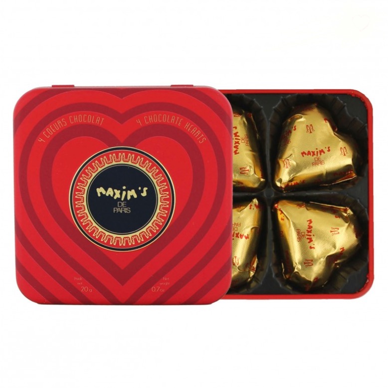 Pralinenherzen in kleiner Metallbox, Motiv 2, Maxim's de Paris, 22g