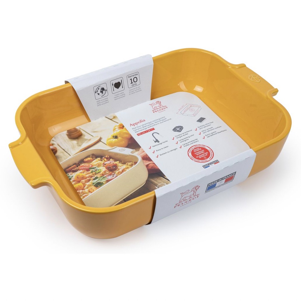 Auflaufform aus Keramik, Safrangelb, Appolia/Peugeot, 36x23x7,5cm