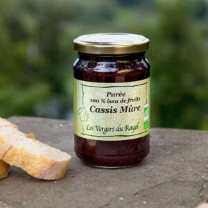 Bio-Fruchtpüree aus schwarzen Johannisbeeren und Brombeeren, ohne Zusatz von Zucker, Les Vergers du Rayol, 320g